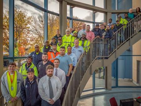 Employees from the Operations Division gathered in the BWSC lobby.